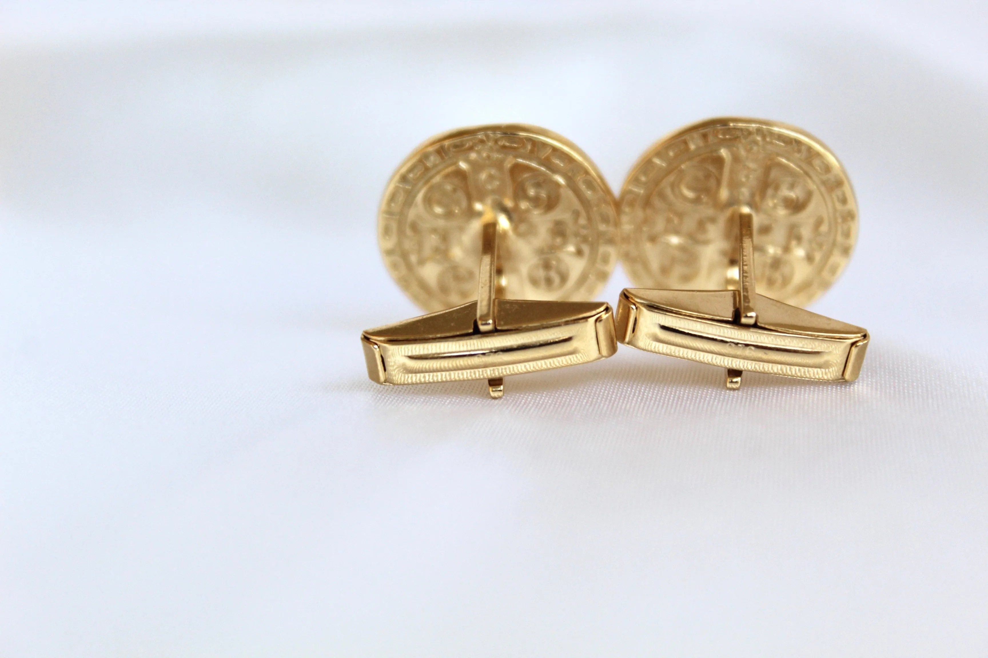 St. Benedict Cufflinks in Gold Vermeil