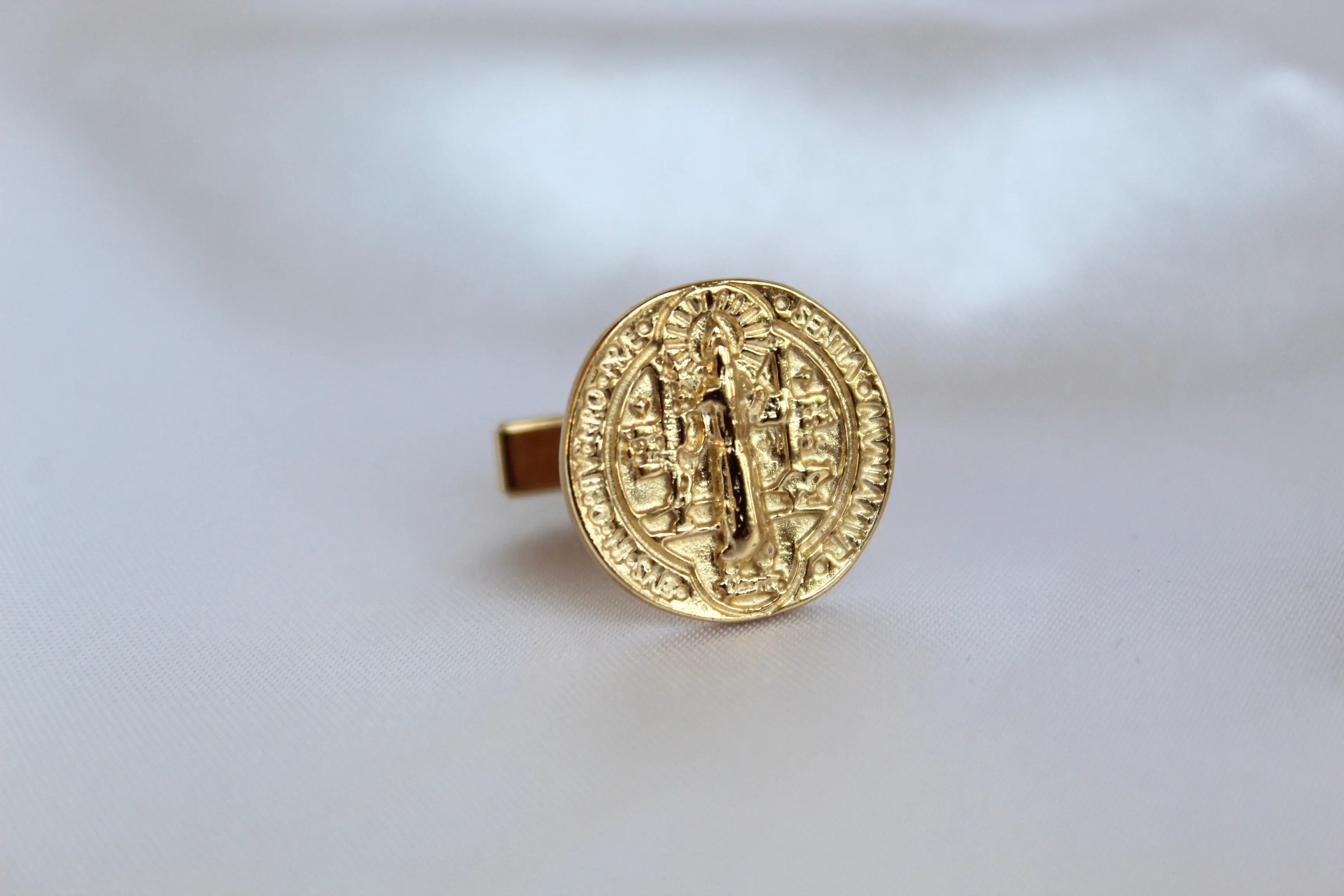 St. Benedict Cufflinks in Gold Vermeil