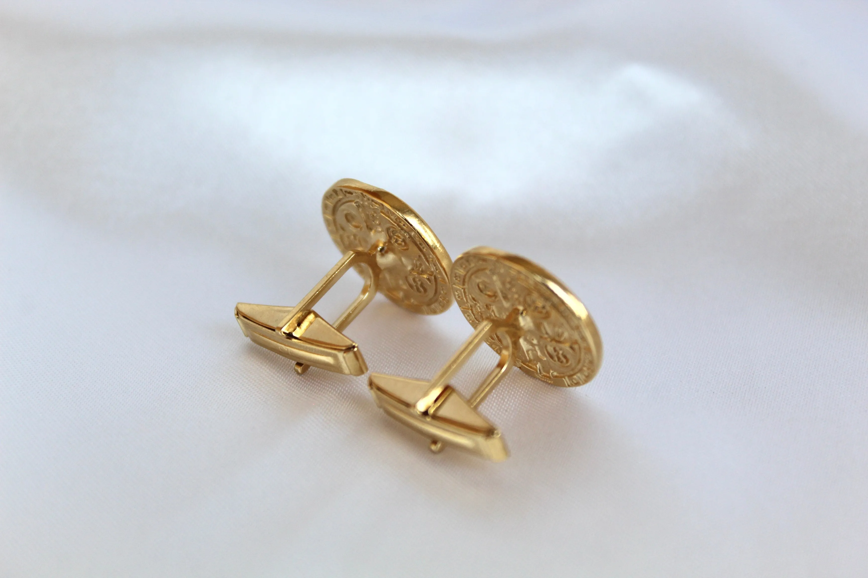 St. Benedict Cufflinks in Gold Vermeil