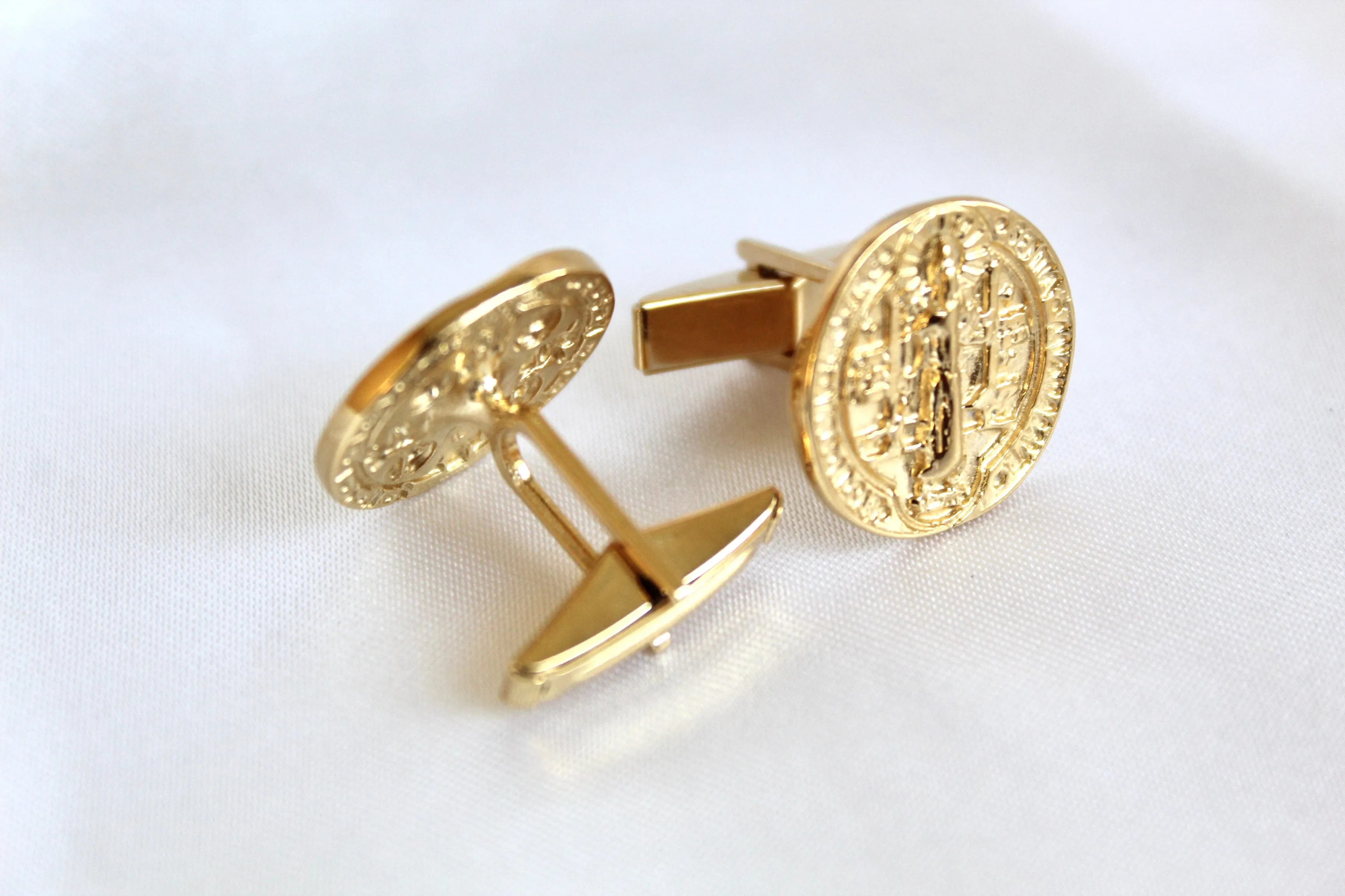 St. Benedict Cufflinks in Gold Vermeil