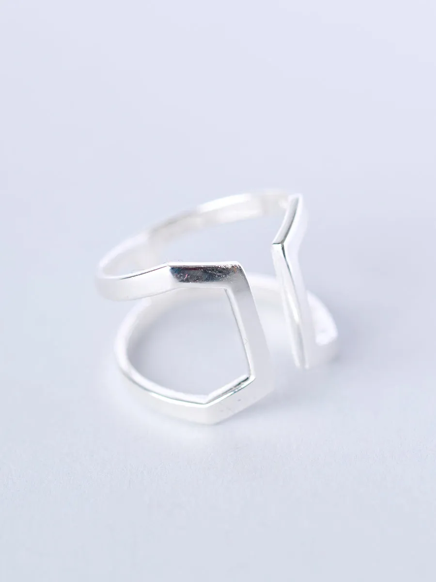 Sterling Silver Square Shape Wrap Ring