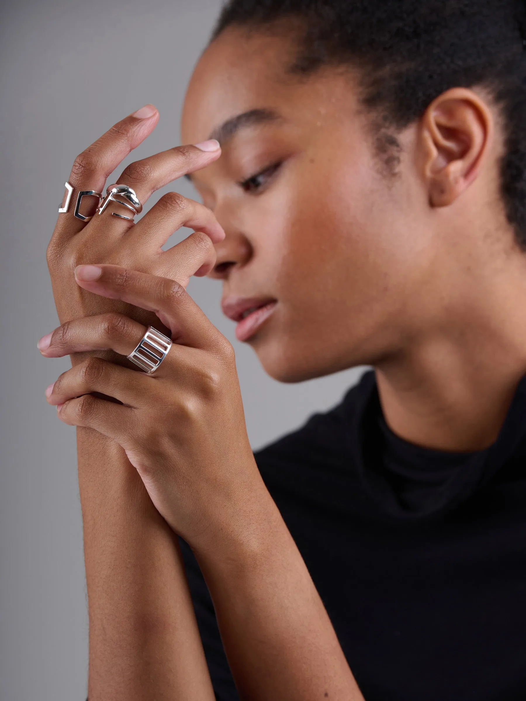 Sterling Silver Square Shape Wrap Ring