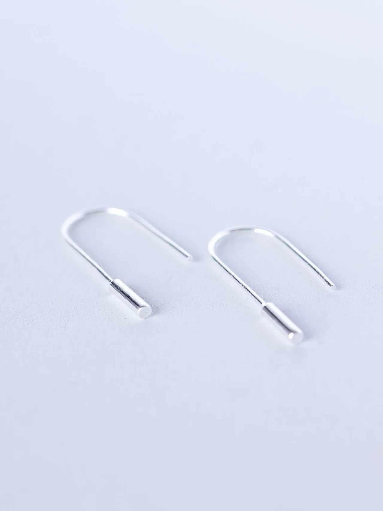 Sterling Silver Thread Through Earrings with Column