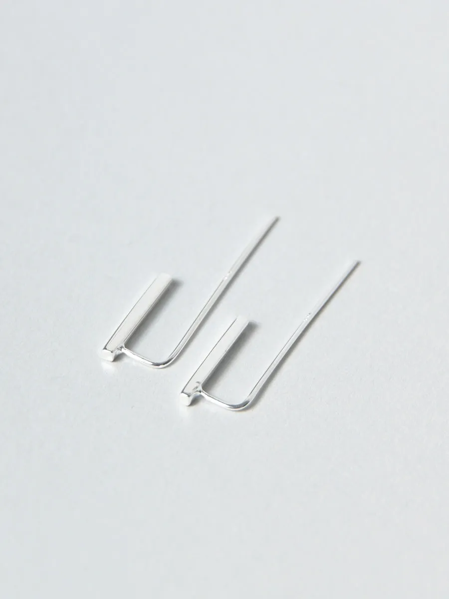 Sterling Silver Thread Through Short Bar Earrings