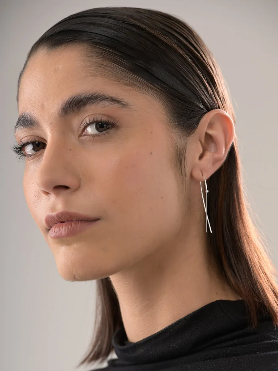Sterling Silver Twist Line Earrings