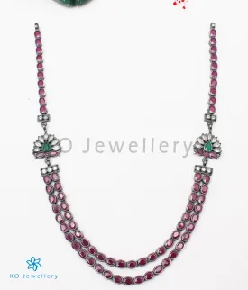The Amogh Silver Kemp Necklace(2 Layers/Oxidised)