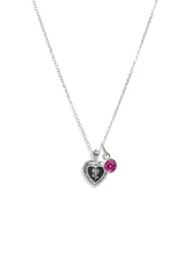 The Secret Heart Silver Pendant Necklace with Birthstone Charm