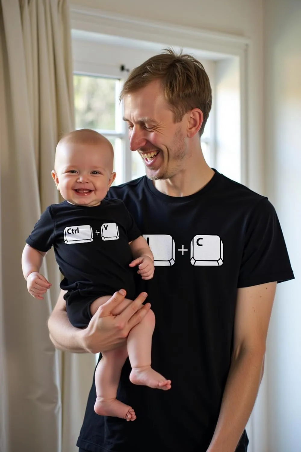 Tstars Ctrl C Ctrl V Dad and Baby Matching Outfits | Copy & Paste Shirts Set Gift for New Dads and Father's Day