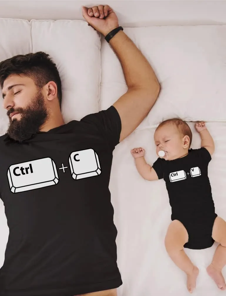 Tstars Ctrl C Ctrl V Dad and Baby Matching Outfits | Copy & Paste Shirts Set Gift for New Dads and Father's Day