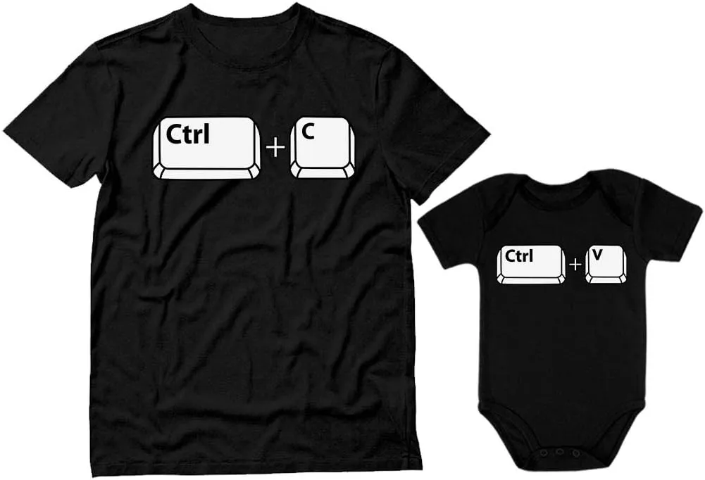 Tstars Ctrl C Ctrl V Dad and Baby Matching Outfits | Copy & Paste Shirts Set Gift for New Dads and Father's Day