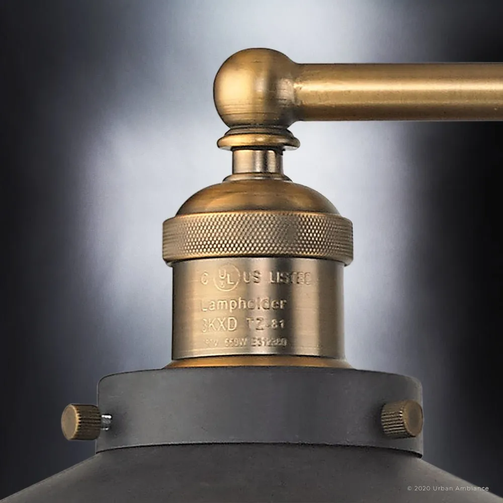 UEX2441 New Traditional Bath Light 8''H x 18''W, Antique Brass & Graphite Finish, Sanford Collection