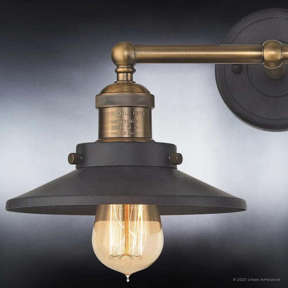 UEX2441 New Traditional Bath Light 8''H x 18''W, Antique Brass & Graphite Finish, Sanford Collection