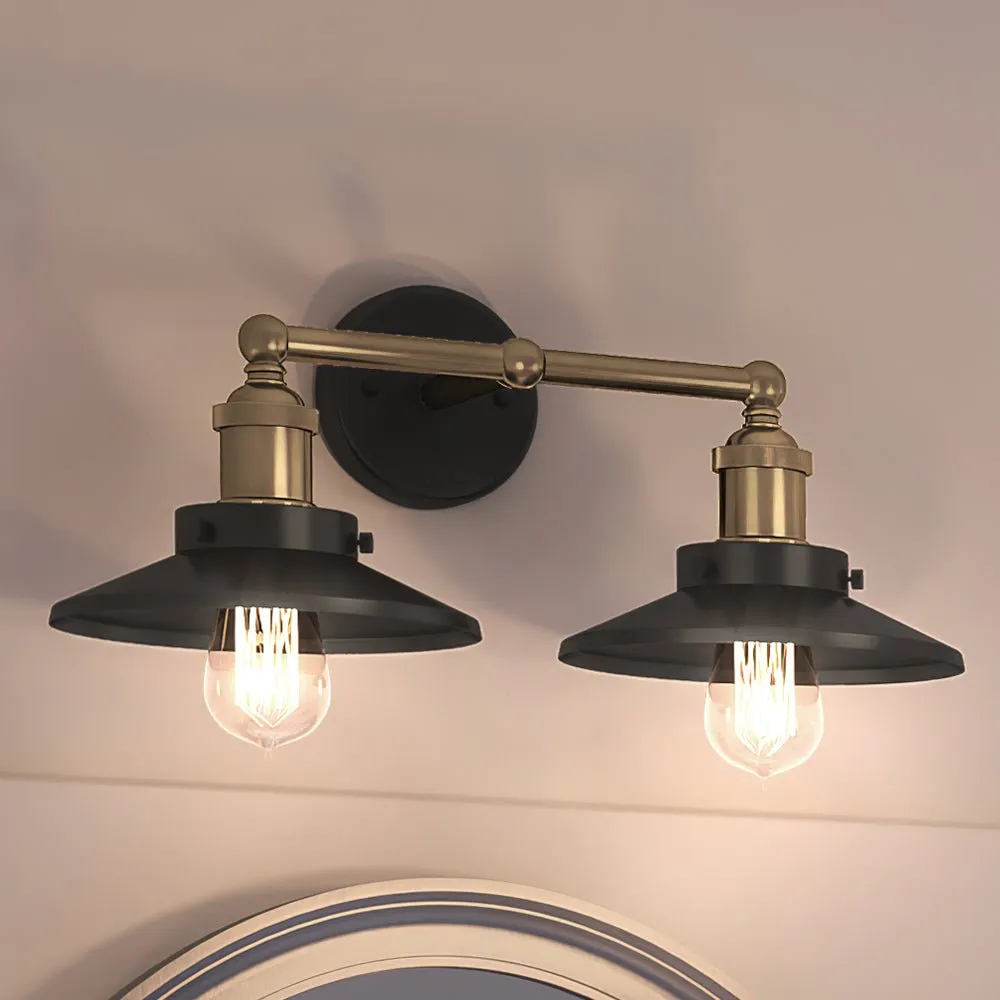 UEX2441 New Traditional Bath Light 8''H x 18''W, Antique Brass & Graphite Finish, Sanford Collection