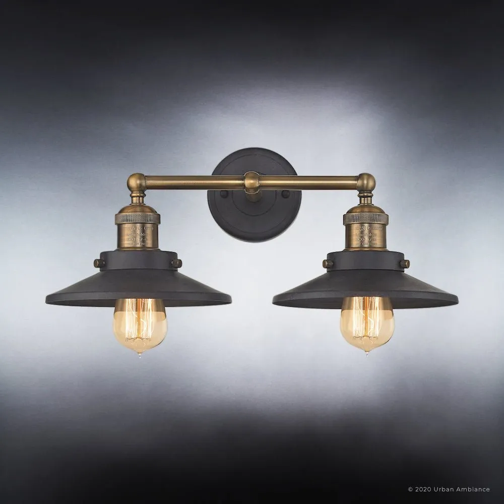 UEX2441 New Traditional Bath Light 8''H x 18''W, Antique Brass & Graphite Finish, Sanford Collection
