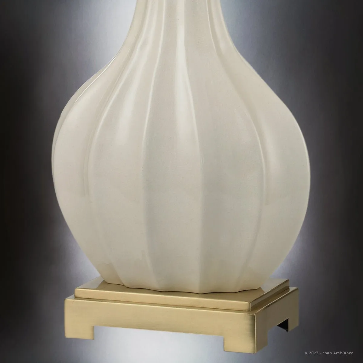 UEX7390 Traditional Table Lamp 19''W x 12''D x 34''H, Aged Brass and White Finish, Ferndale Collection