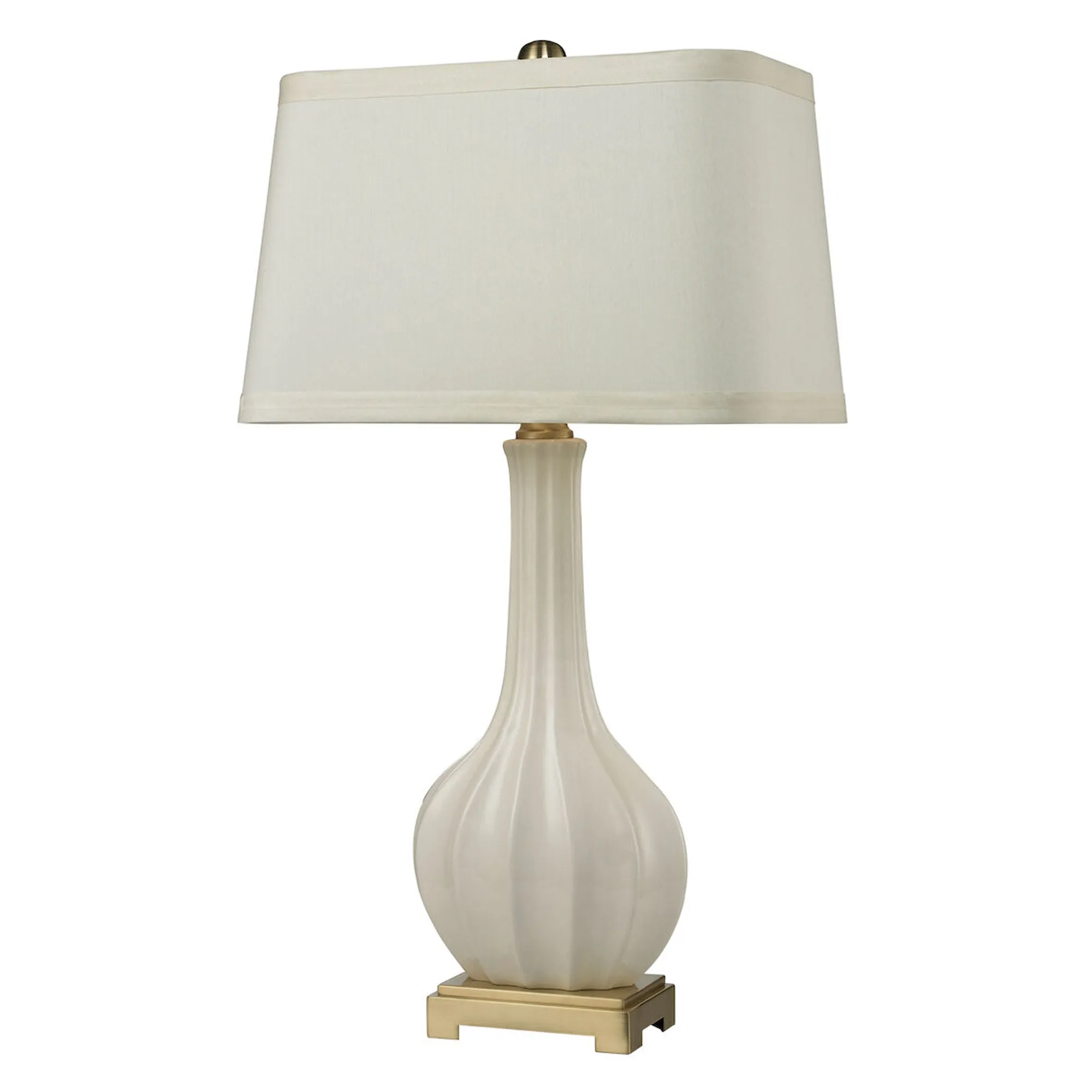 UEX7390 Traditional Table Lamp 19''W x 12''D x 34''H, Aged Brass and White Finish, Ferndale Collection