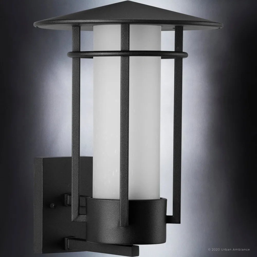 UHP1311 Mid-Century Modern Outdoor Wall Sconce 15.5''H x 11.125''W, Midnight Black Finish, Riverside Collection