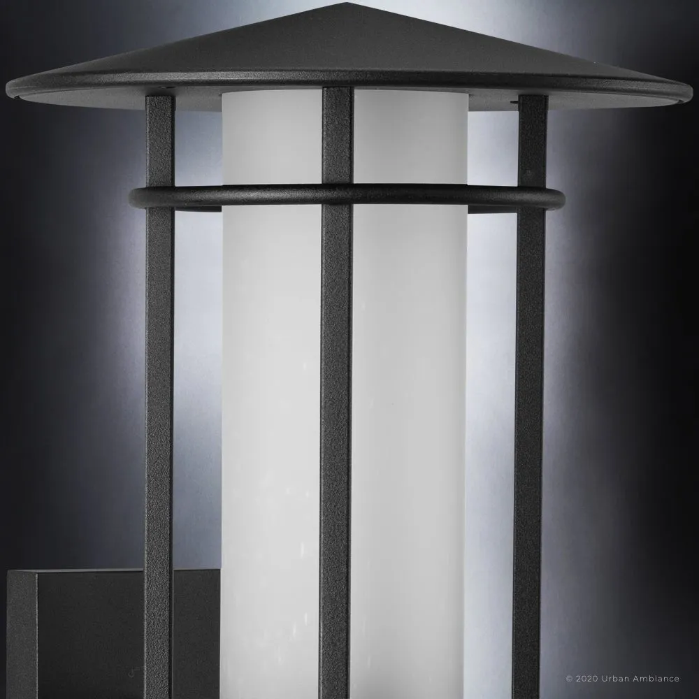 UHP1311 Mid-Century Modern Outdoor Wall Sconce 15.5''H x 11.125''W, Midnight Black Finish, Riverside Collection