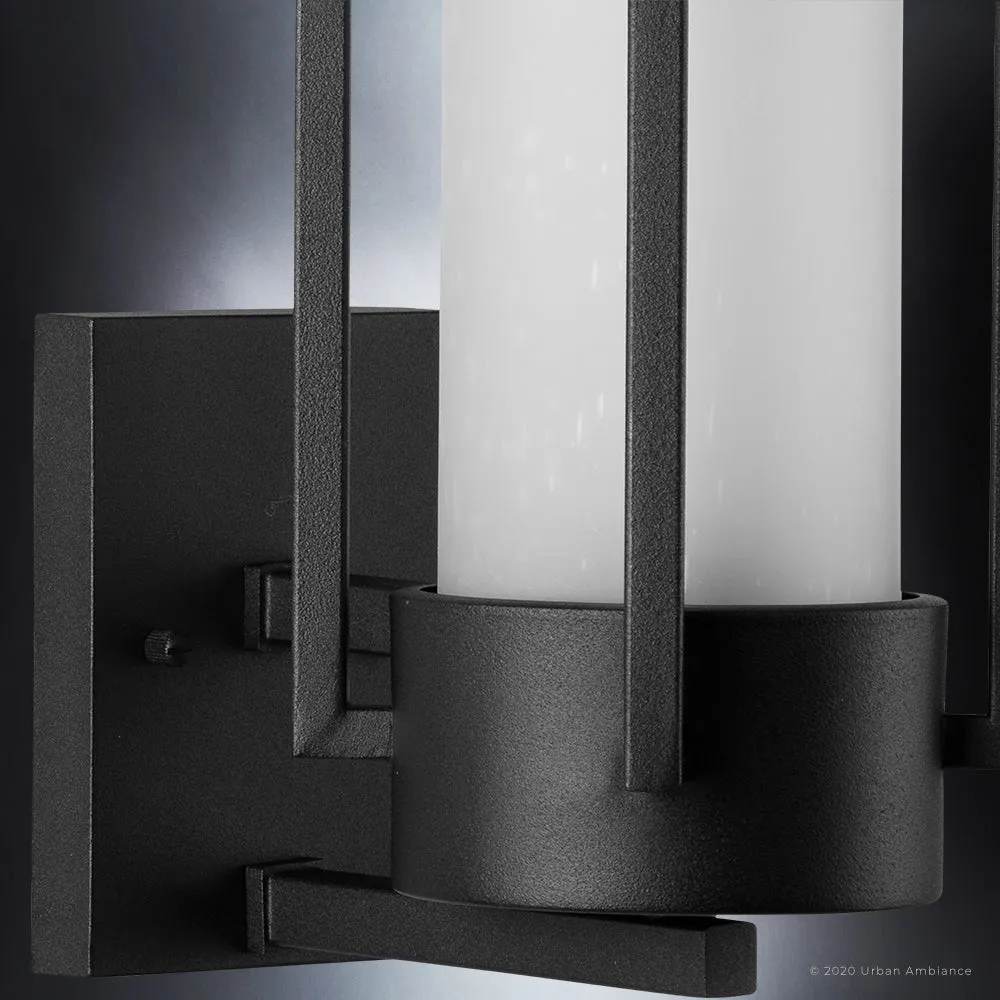 UHP1311 Mid-Century Modern Outdoor Wall Sconce 15.5''H x 11.125''W, Midnight Black Finish, Riverside Collection