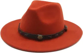 Vsadsau Felted Hats Women Men Western Fedora Hats Band Belt Panamas Hats