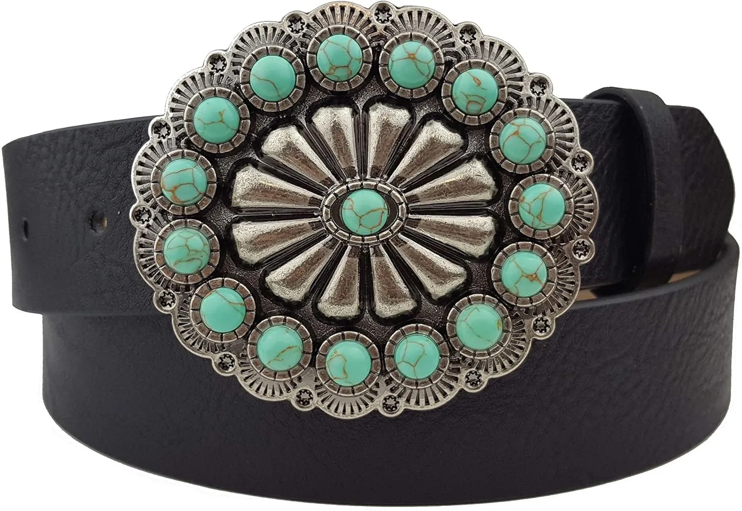 Western Turquoise Buckle with Vegan Belt.
