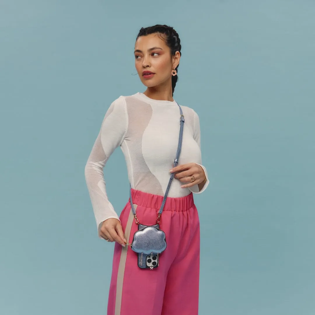 Willa Cloud Crossbody Bandolier - Metallic Powder Blue/Gold
