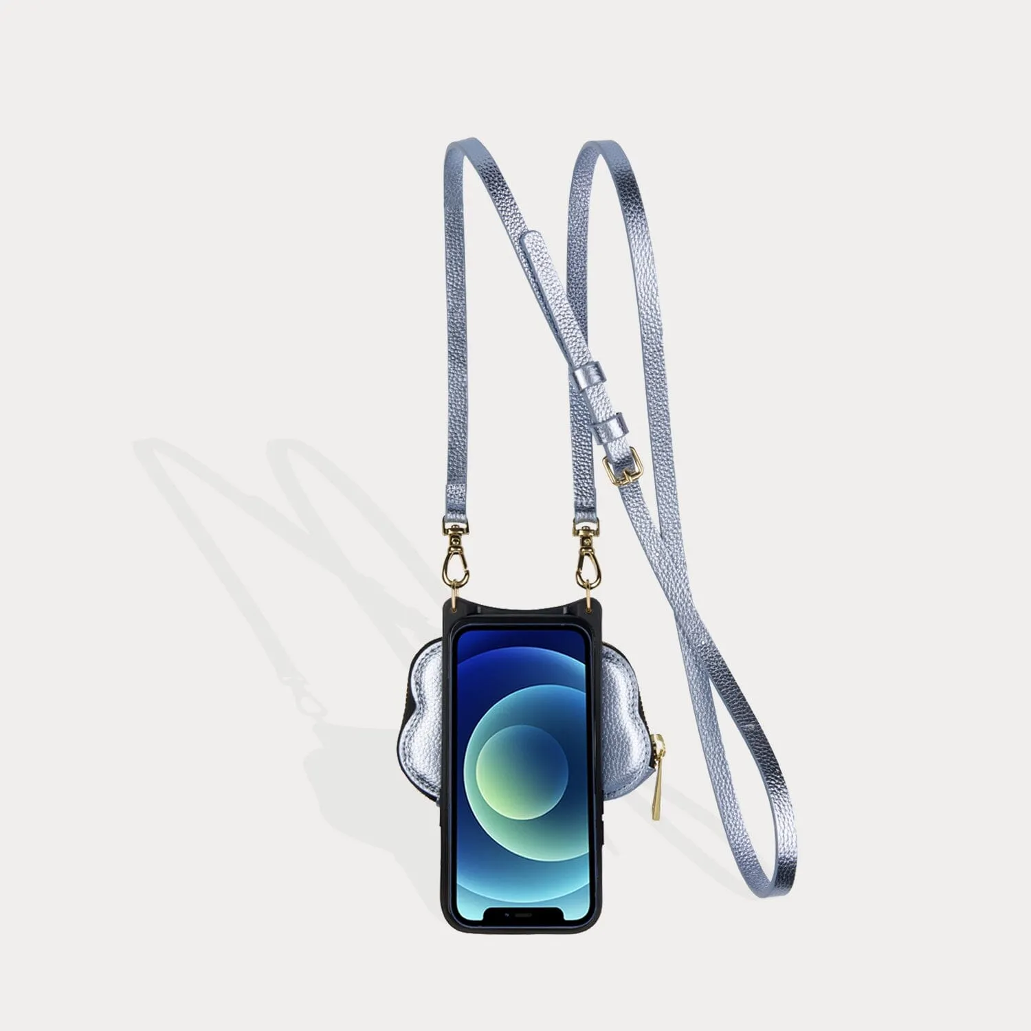 Willa Cloud Crossbody Bandolier - Metallic Powder Blue/Gold