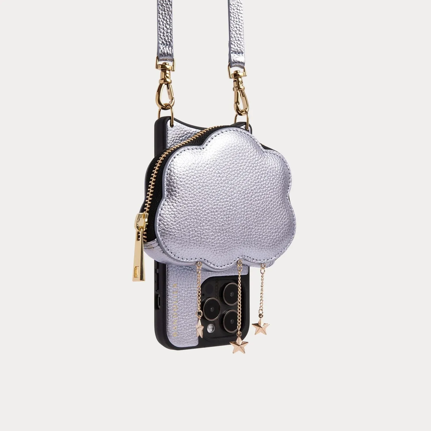 Willa Cloud Crossbody Bandolier - Metallic Powder Blue/Gold