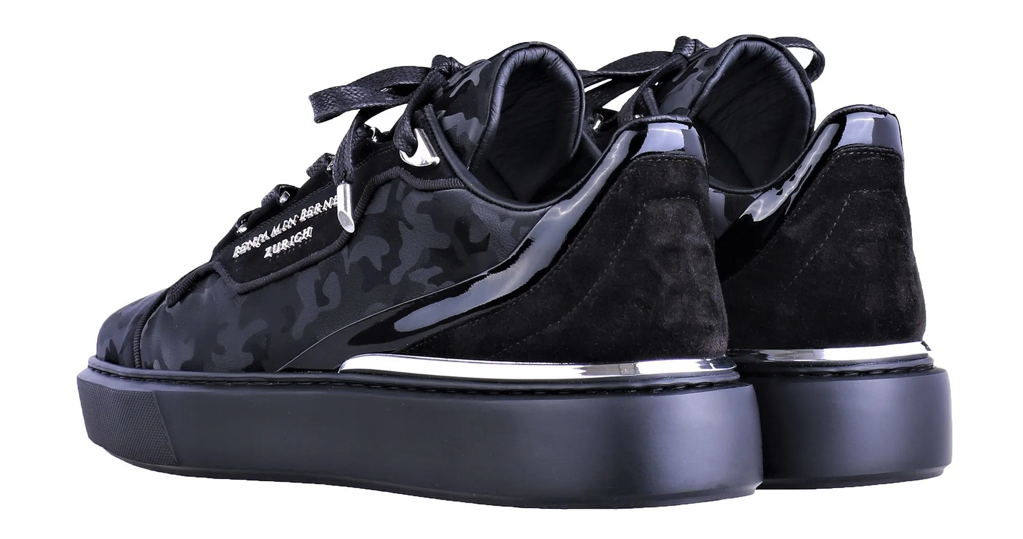 Women's Low-Top BNJ RAPHAEL ALL BLACK REFLECTIVE CAMOUFLAGE CALFSKIN
