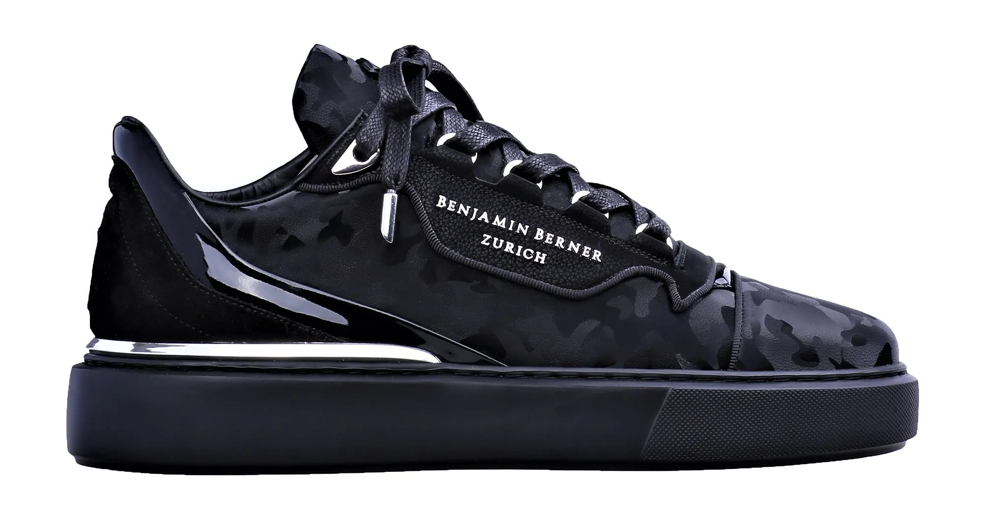Women's Low-Top BNJ RAPHAEL ALL BLACK REFLECTIVE CAMOUFLAGE CALFSKIN