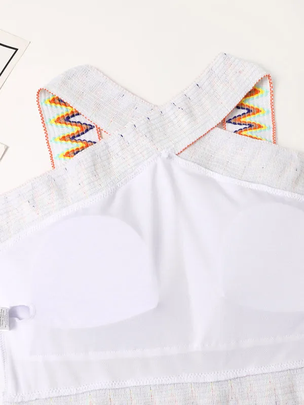 Women's Printed Cross Neck Swimsuit
