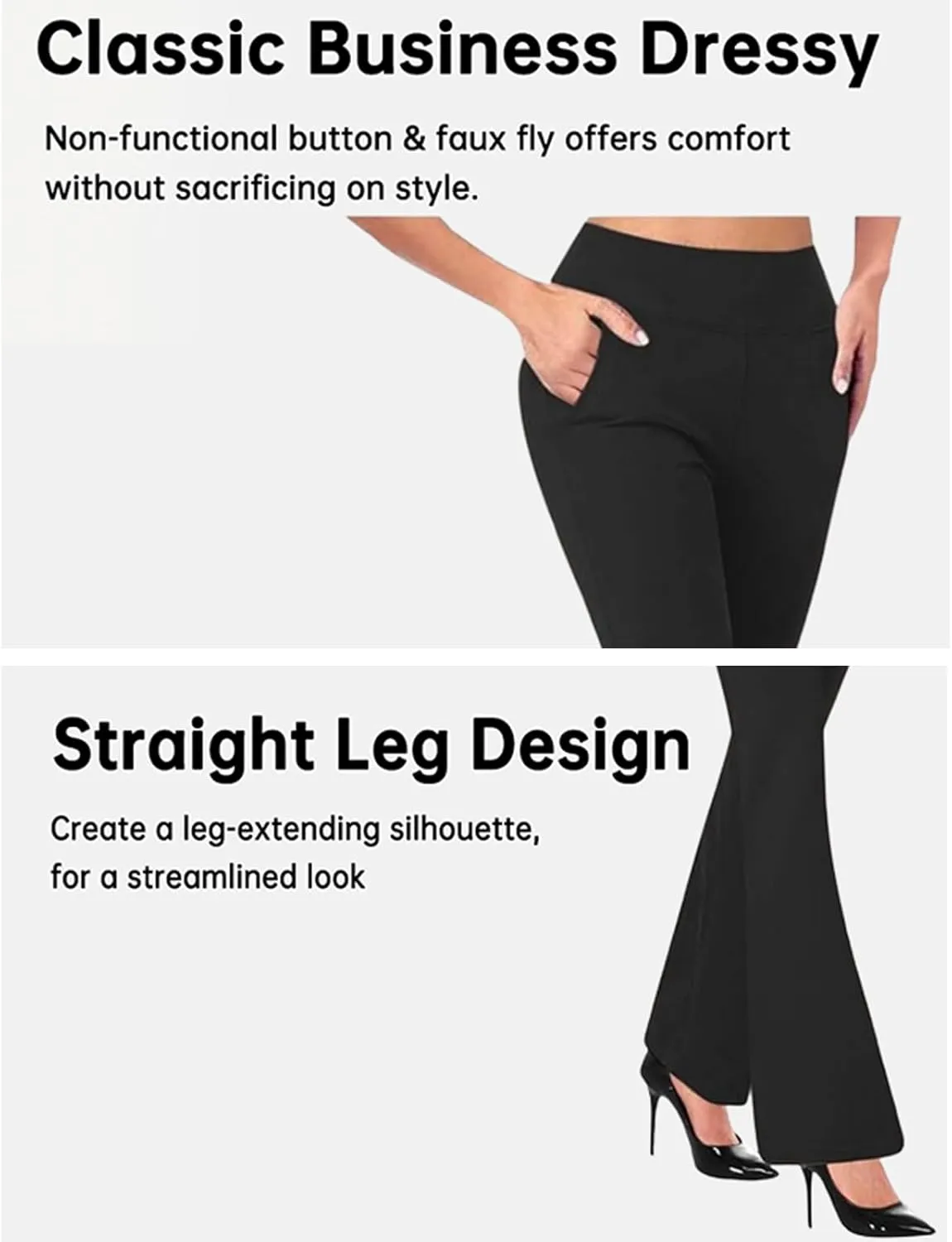 Womens Yoga Dress Pants Tretchy Pull On Straight Leg Business Casual Pant Dressy Slacks Dress Pants for Office Work