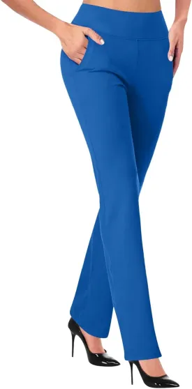 Womens Yoga Dress Pants Tretchy Pull On Straight Leg Business Casual Pant Dressy Slacks Dress Pants for Office Work