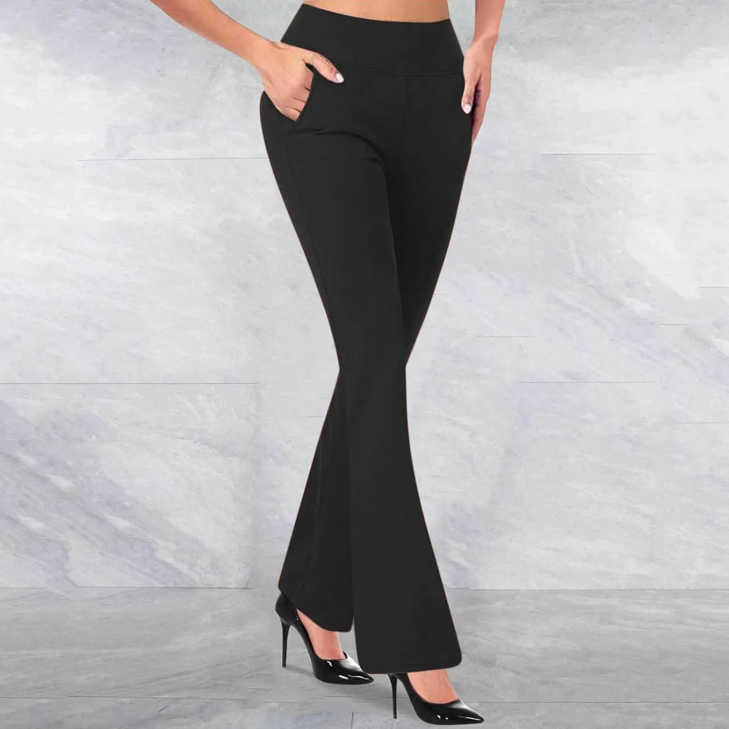 Womens Yoga Dress Pants Tretchy Pull On Straight Leg Business Casual Pant Dressy Slacks Dress Pants for Office Work