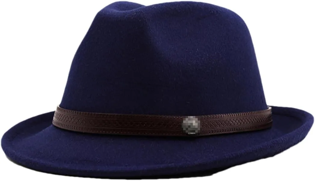 Woolen Women Fedora Hat Men Vintage Church Bowler Black White Wide Brim Classic Jazz Caps