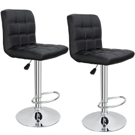 ZENY™ Adjustable Swivel Barstools, Modern PU Leather Kitchen Counter BarStools, Square Back Set of 2