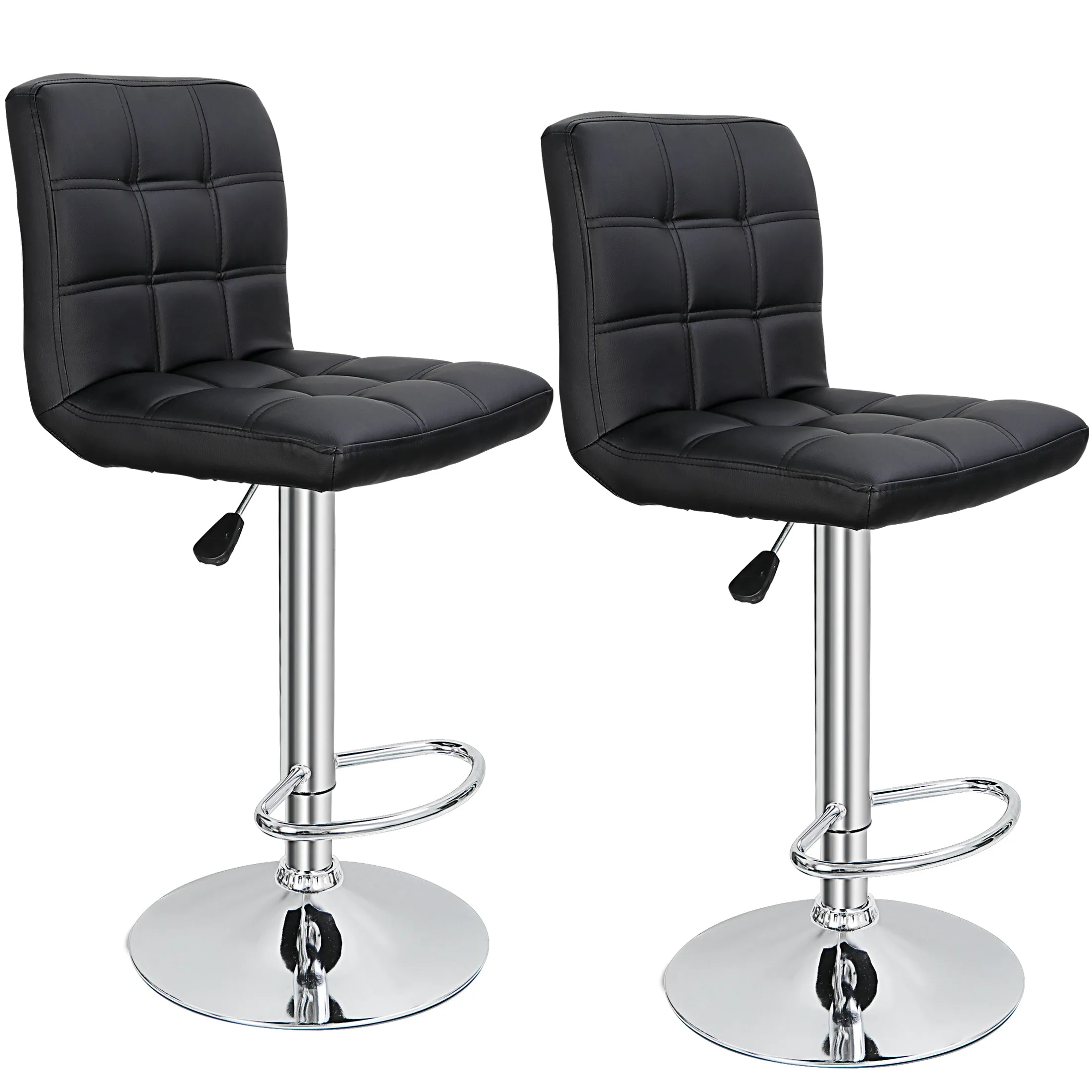 ZENY™ Adjustable Swivel Barstools, Modern PU Leather Kitchen Counter BarStools, Square Back Set of 2